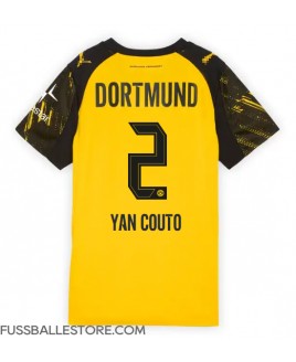 Günstige Borussia Dortmund Yan Couto #2 Heimtrikot Damen 2025-26 Kurzarm Günstige Borussia Dortmund Yan Couto #2 Heimtrikot Damen 2025-26 Kurzarm
